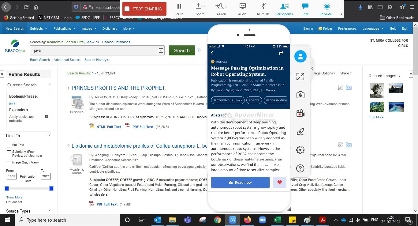 Searching the articles through Mobile App 26Feb 2021